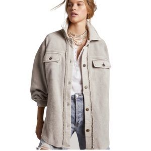 Free People Ruby Shacket Shirt Jacket - Stone